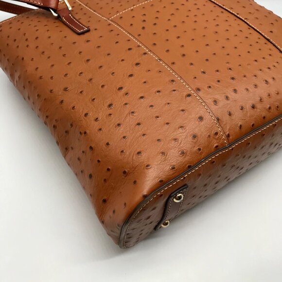 Dooney & Bourke Brown Ostritch Leather Embossed Lexington Tote Bag - Picture 9 of 11